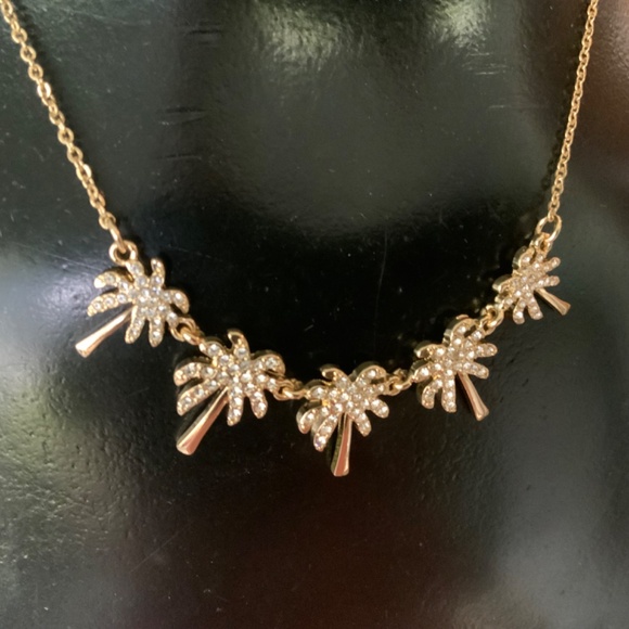 Lilly Pulitzer NWT Sparkling PALM TREE NECKLACE ⭐️GOLD tone LINK CHAIN crystal s - Picture 5 of 9